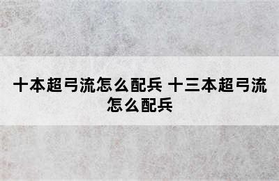 十本超弓流怎么配兵 十三本超弓流怎么配兵